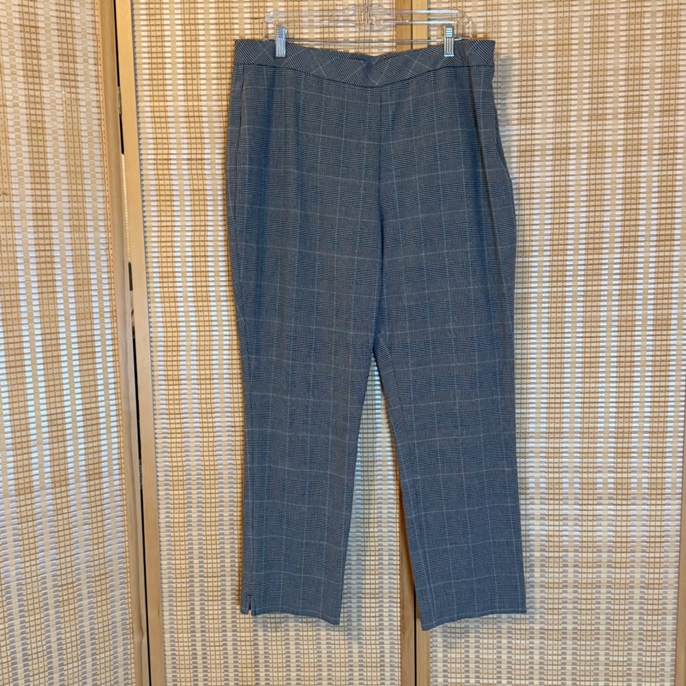 Investments Essentials Glen Plaid Trousers Womens 16R‎ Blue Black Straight Leg